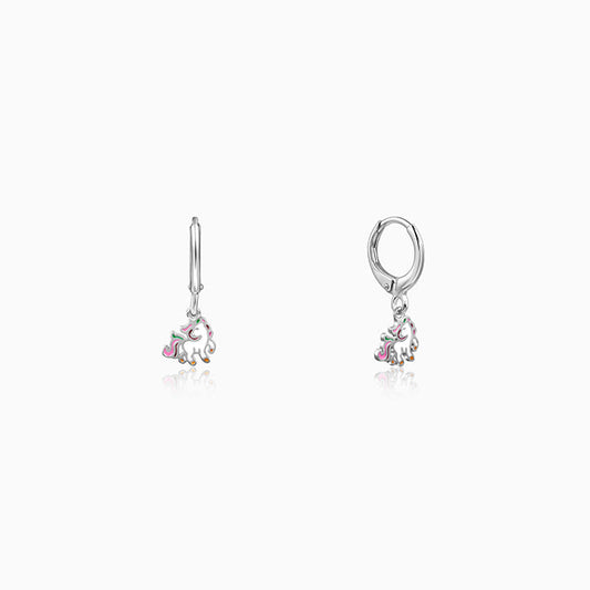 Silver The Unicorn Hoop Kids Earrings