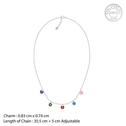 Silver Colourful Flutter Kids Necklace