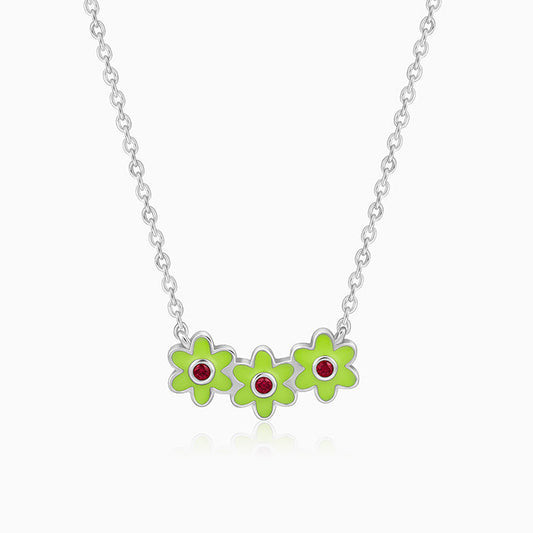 Silver Triple Bloom Kids Necklace