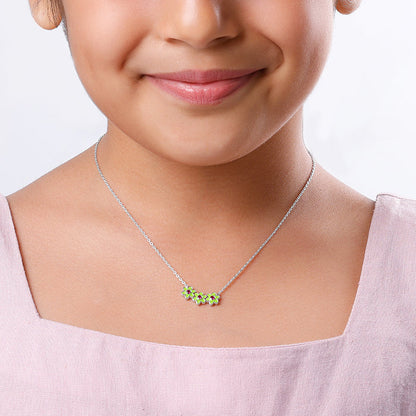Silver Triple Bloom Kids Necklace