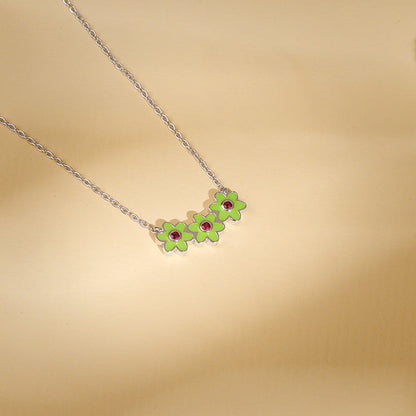 Silver Triple Bloom Kids Necklace