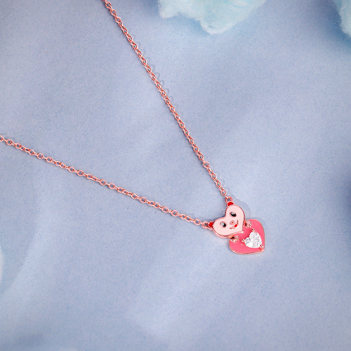 Rose Gold Cutie Heart Boo Kids Necklace