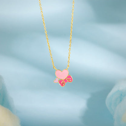 Golden Hearty Bow Kids Necklace
