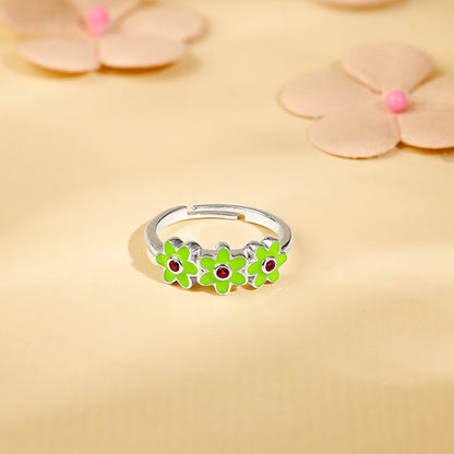 Silver Triple Bloom Kids Ring