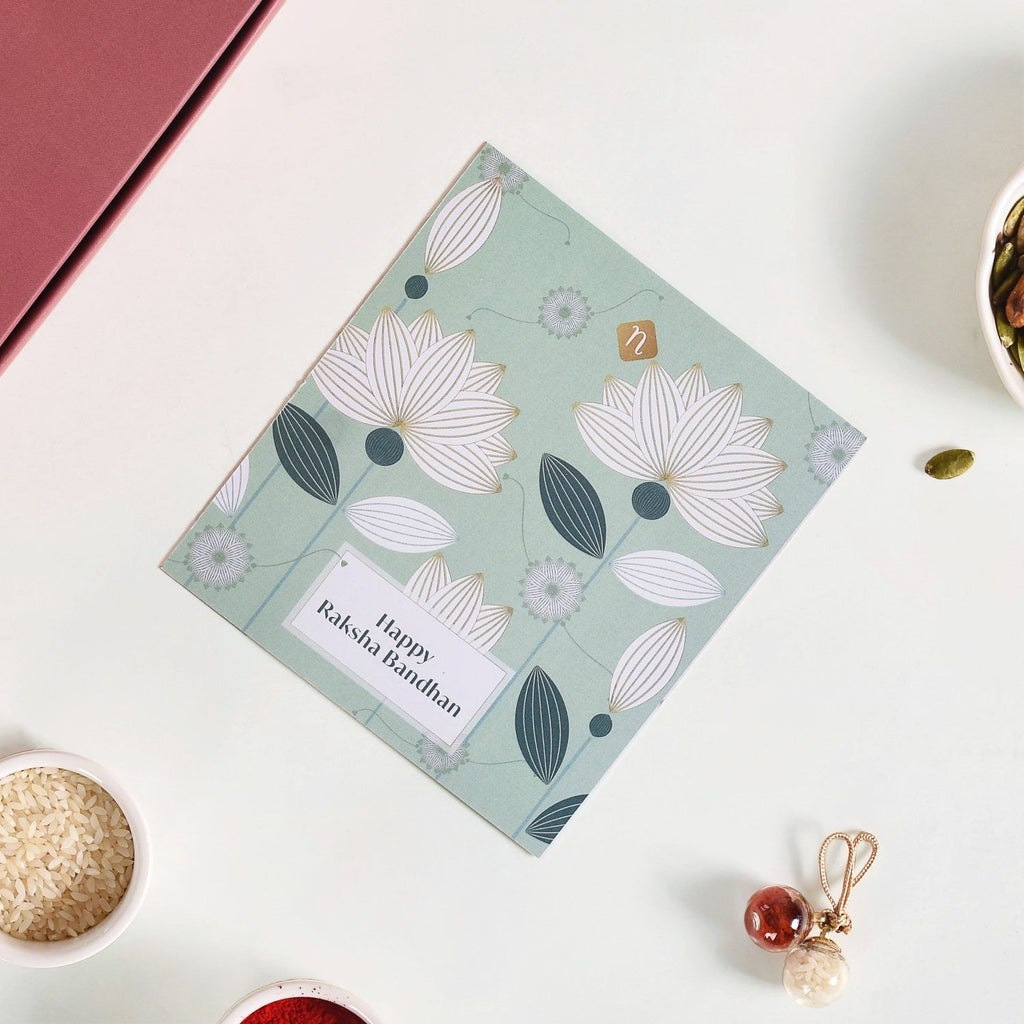 Puffy Pineapple Girl Rakhi Hamper Set Of 3 With Box And Card