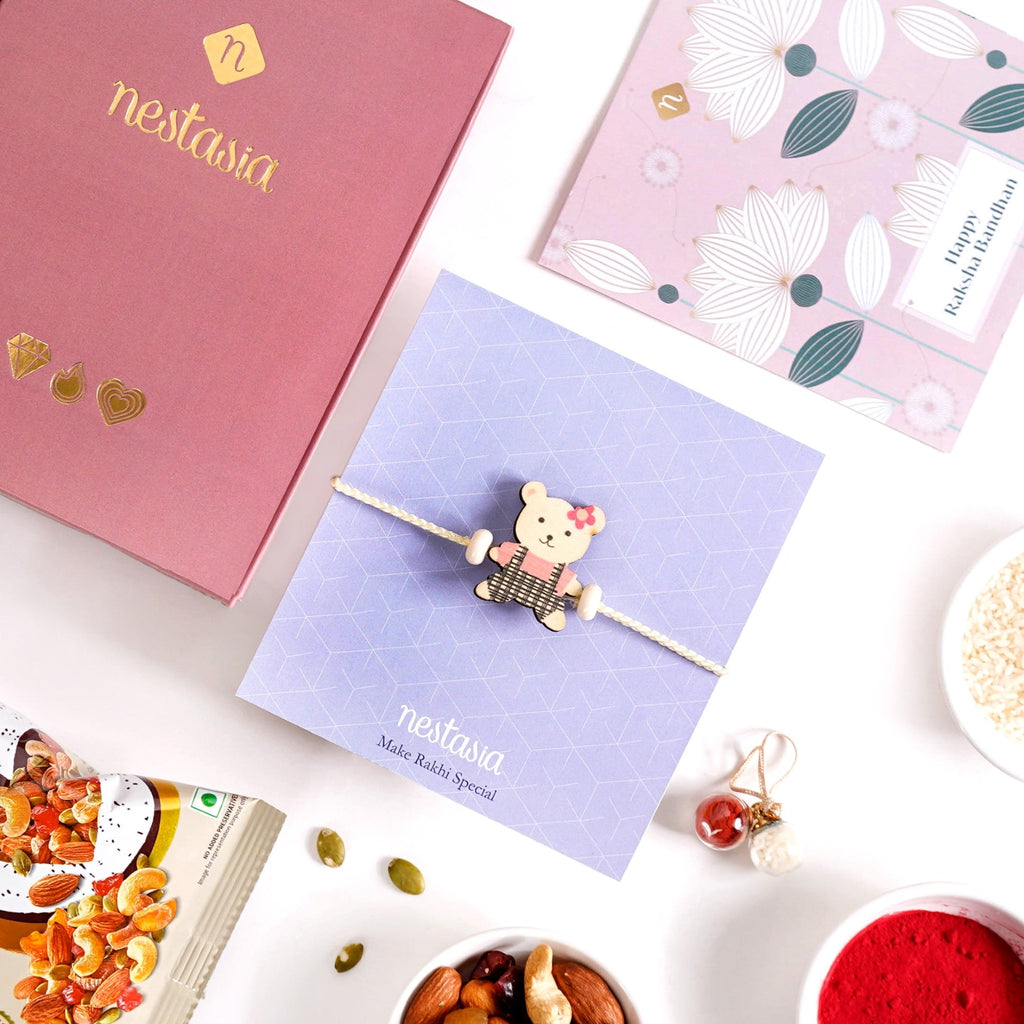 Beary Cute Rakhi Gift For Kids Set Of 3 With Box And Card