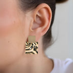Dangling Hammered Gold Statement Earrings