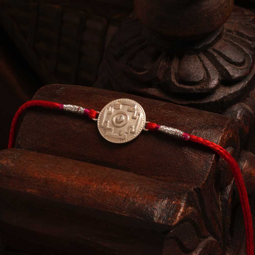 Cosmic Code 0.01 Carat Lab-Grown Diamond 999 Silver Coin Rakhi