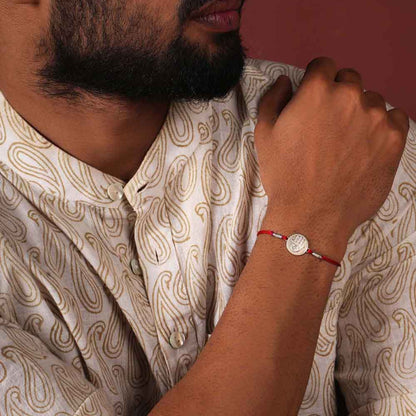 The Blessed Palm 0.01 Carat Lab-Grown Diamond 999 Silver Coin Rakhi