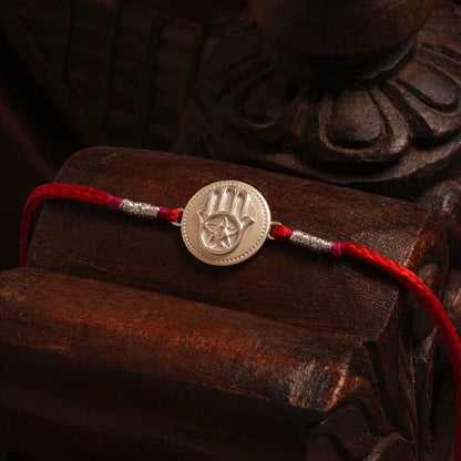 The Blessed Palm 0.01 Carat Lab-Grown Diamond 999 Silver Coin Rakhi