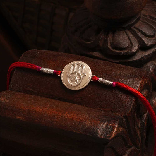 The Blessed Palm 0.01 Carat Lab-Grown Diamond 999 Silver Coin Rakhi