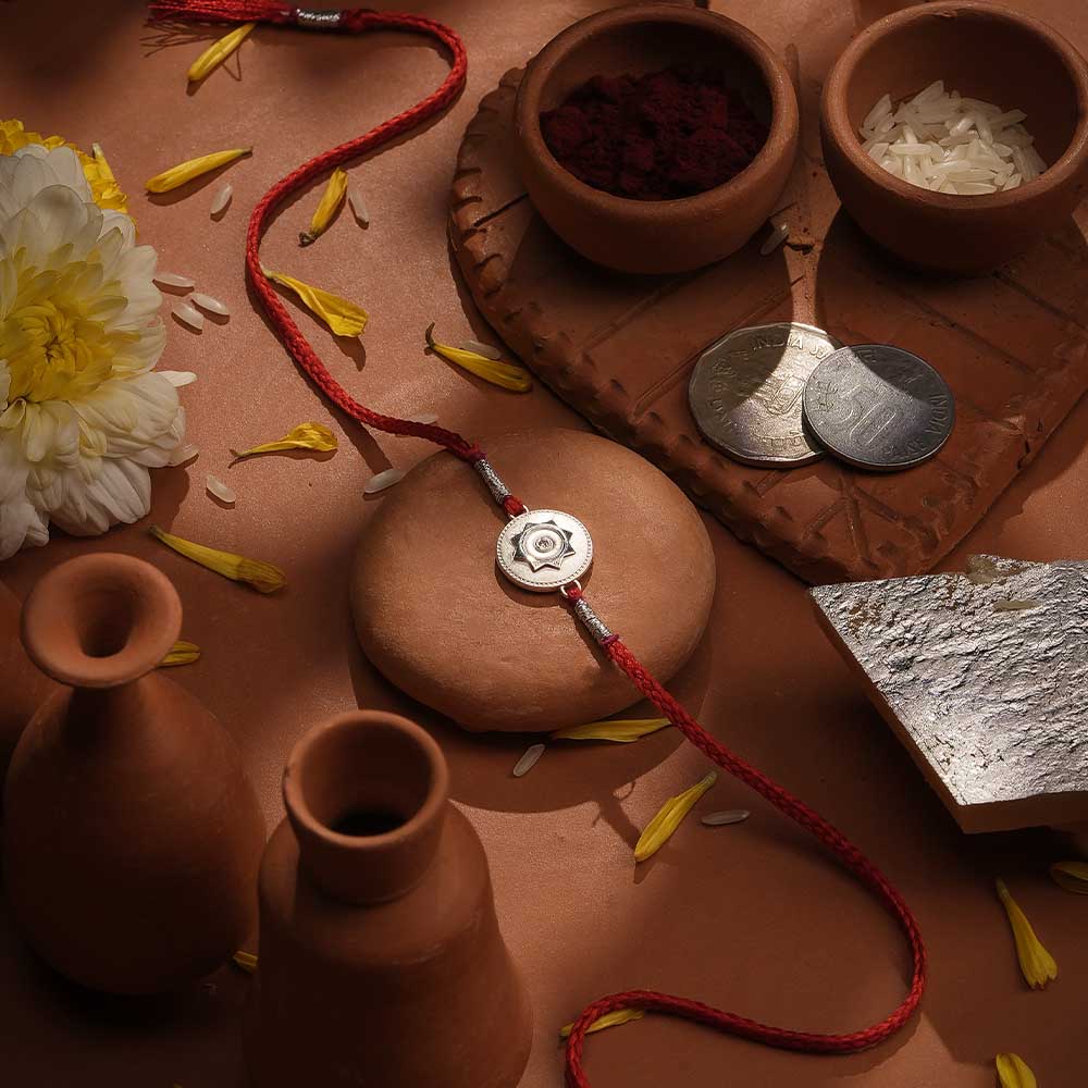 Circle of Blessings 0.01 Carat Lab-Grown Diamond 999 Silver Coin Rakhi