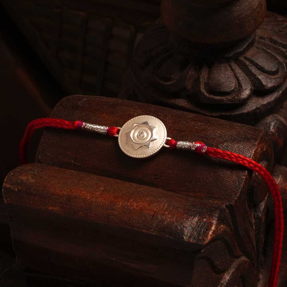 Circle of Blessings 0.01 Carat Lab-Grown Diamond 999 Silver Coin Rakhi