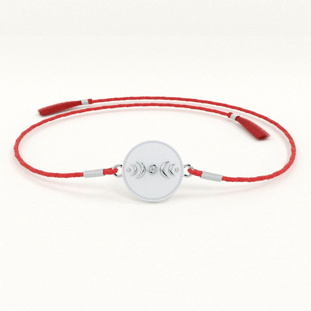 Cycle of Moon 0.01 Carat Lab-Grown Diamond 999 Silver Coin Rakhi