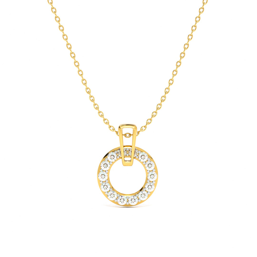 Luna Swing 9KT Gold Lab Grown Diamond Halo Necklace