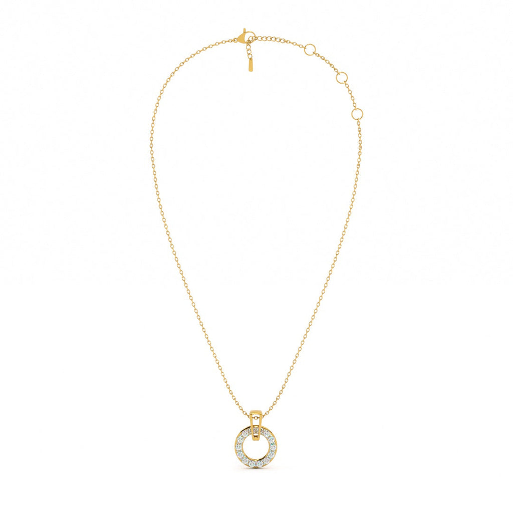 Luna Swing 9KT Gold Lab Grown Diamond Halo Necklace