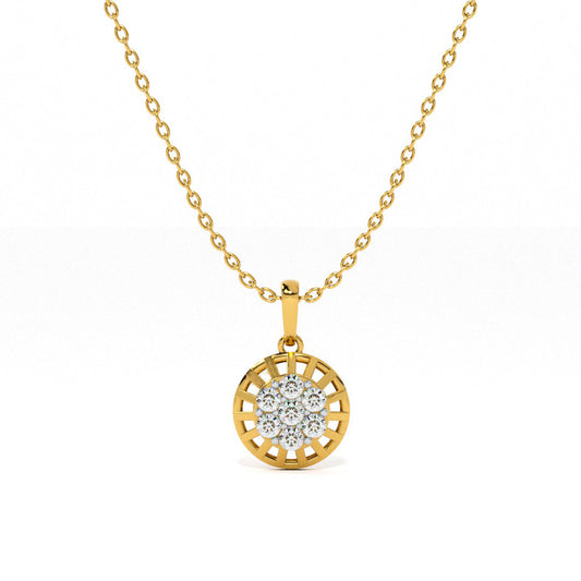 Sun Aura Radiant 9KT Gold Lab Grown Diamond Necklace
