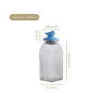 Lattice Glass Storage Container With Blue Bird Lid Set Of 2 2000ml
