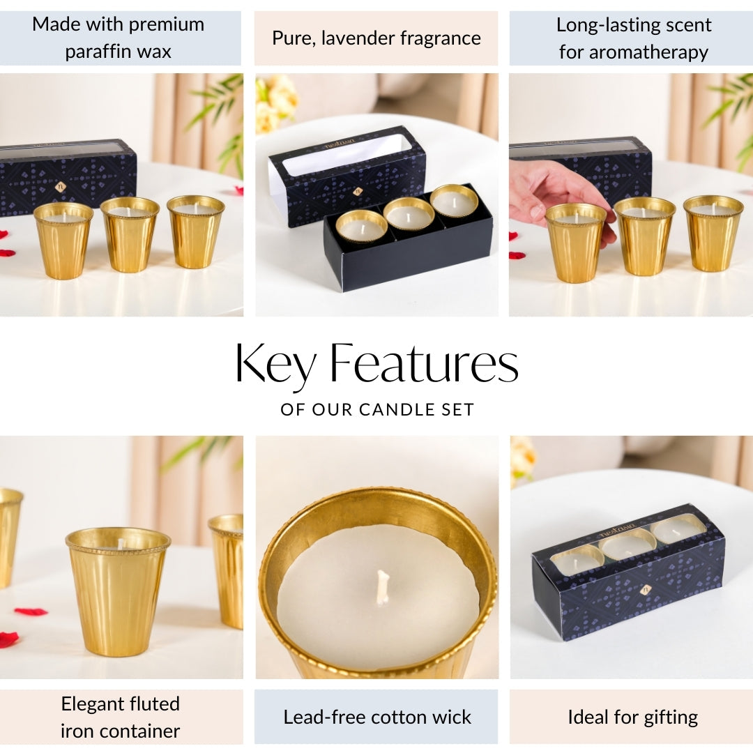 Lavender Candle Set Of 3 With Gift Box