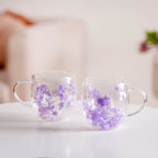 Lavender Flowers Inside Double Walled Coffee Mug Set Of 2 250ml