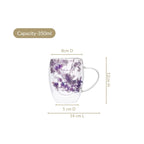 Double Wall Flower Inside Glass Insulated Mug Set Of 2 350ml