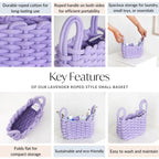 Lavender Rope Style Small Basket 21cm