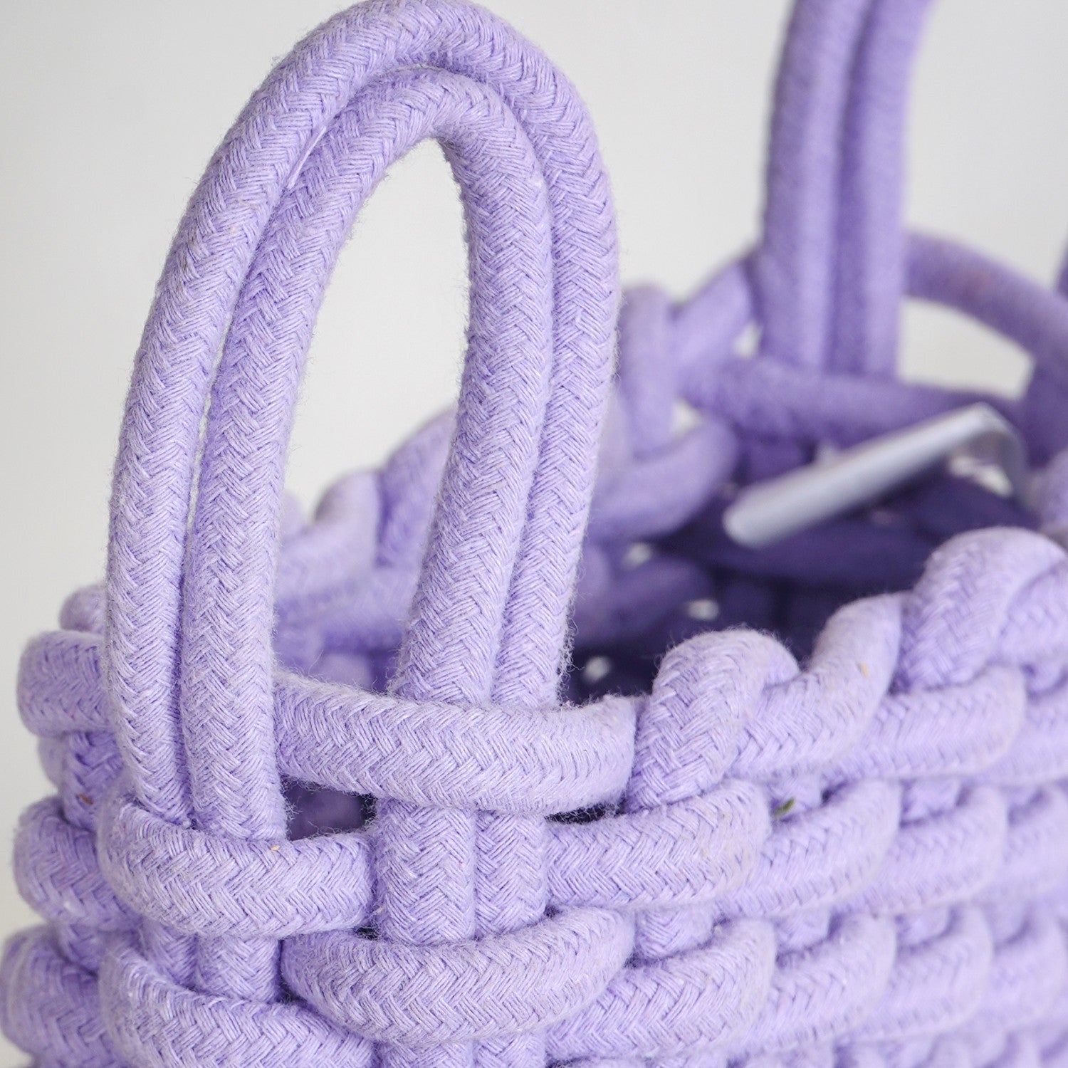 Lavender Rope Style Small Basket 21cm