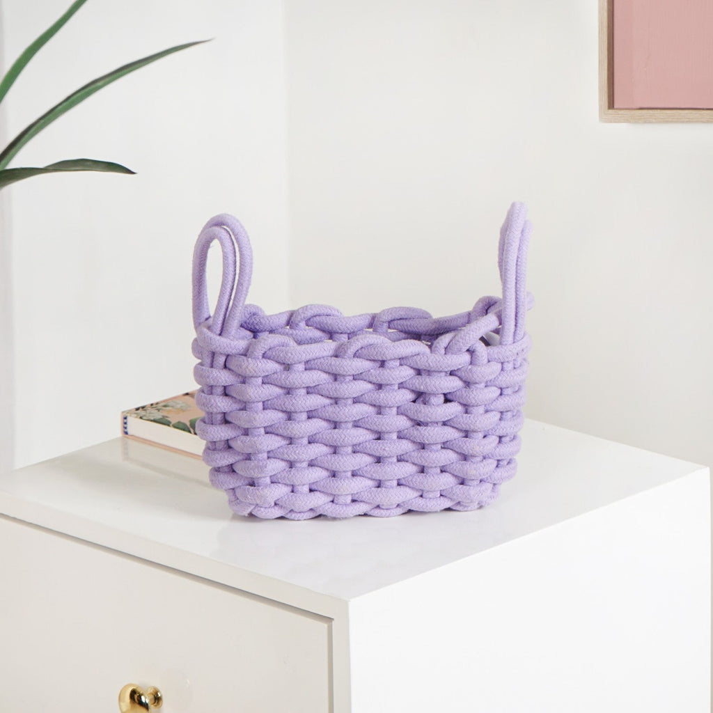 Lavender Rope Style Small Basket 21cm
