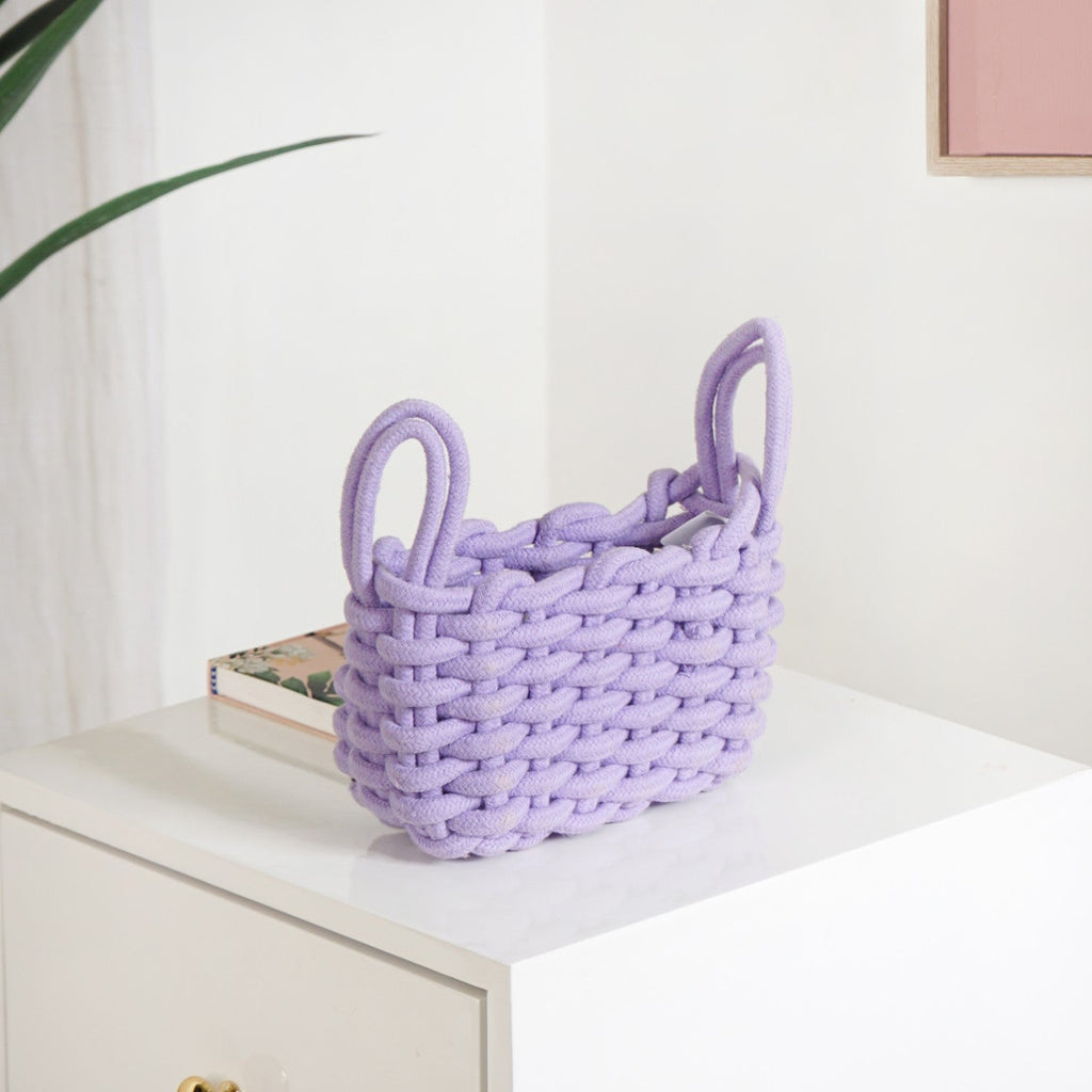 Lavender Rope Style Small Basket 21cm