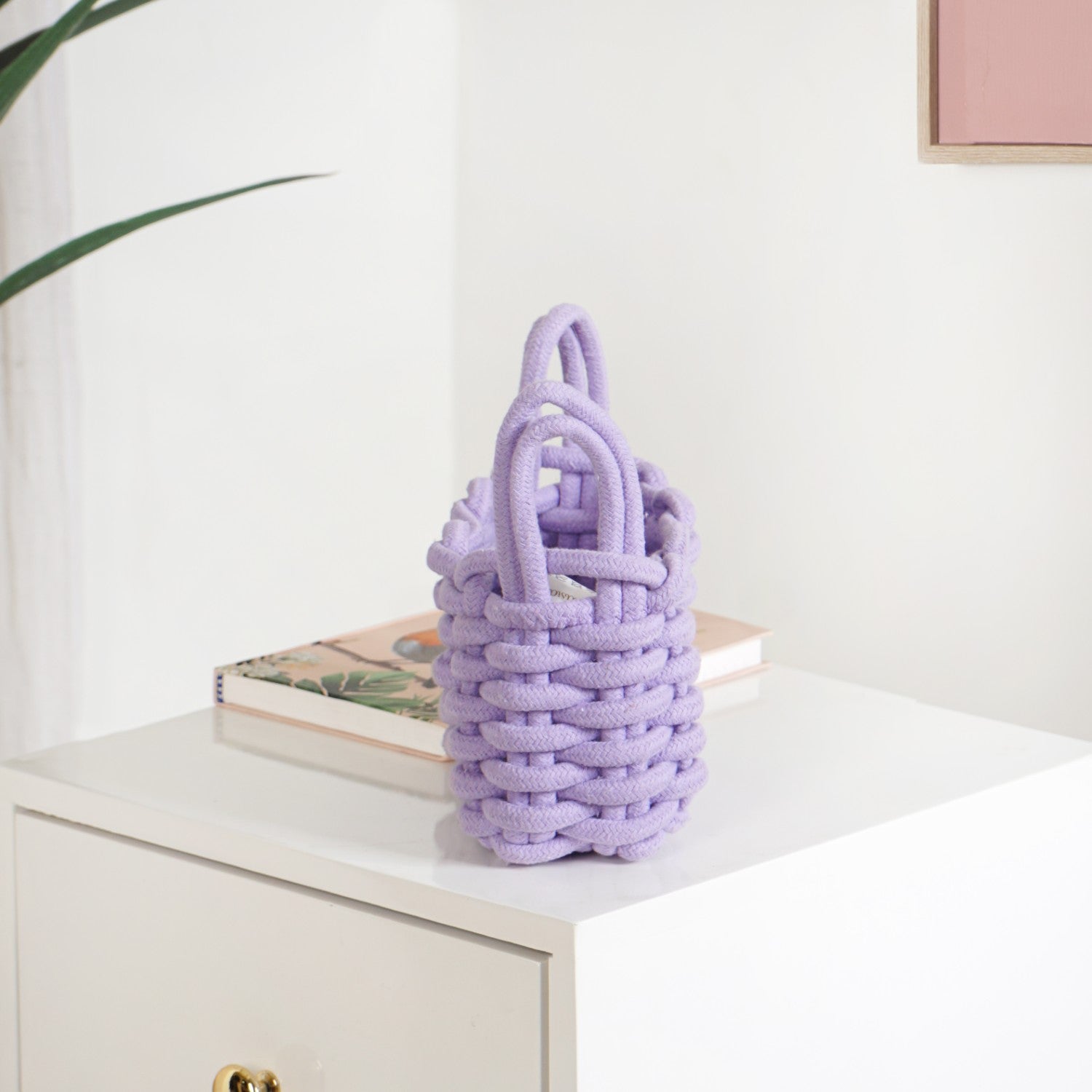 Lavender Rope Style Small Basket 21cm