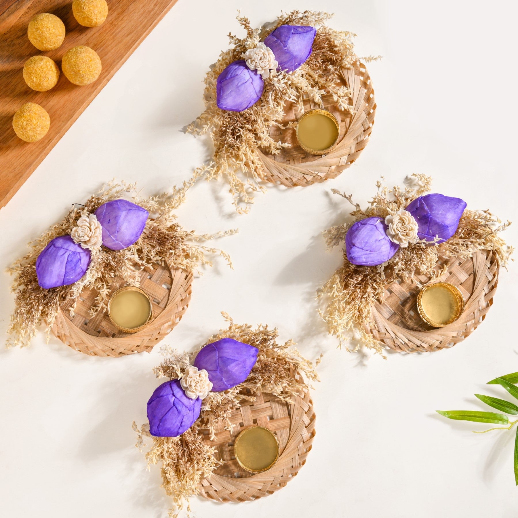 Lavender Sola Bud Tea Light Holder Set Of 4