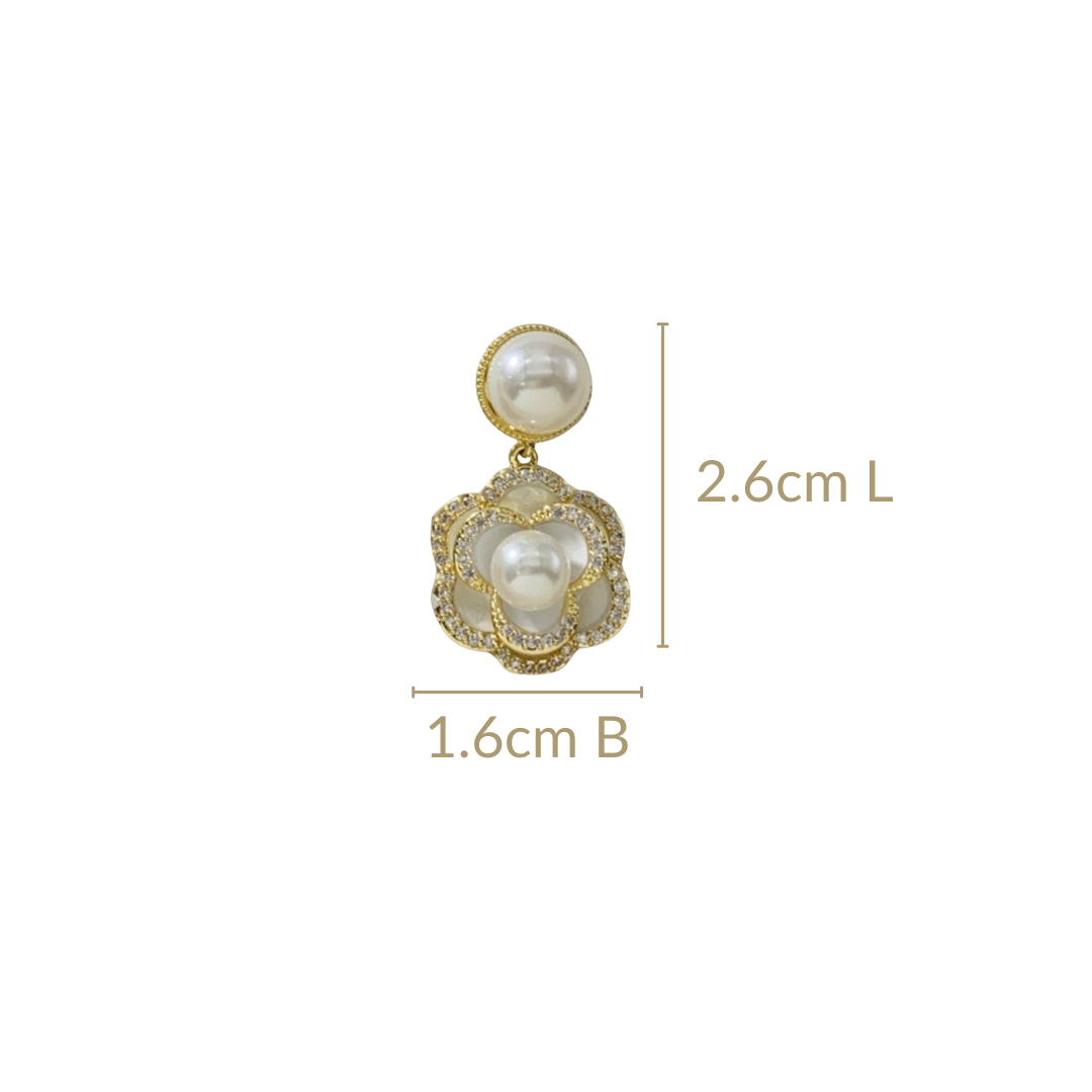 Layered Floral Pearl Earrings