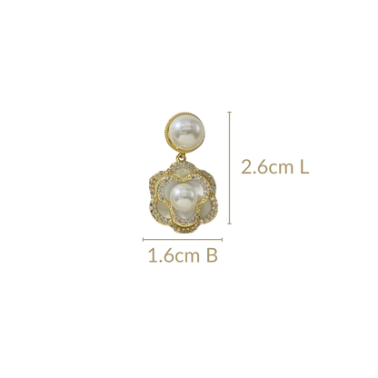 Layered Floral Pearl Earrings