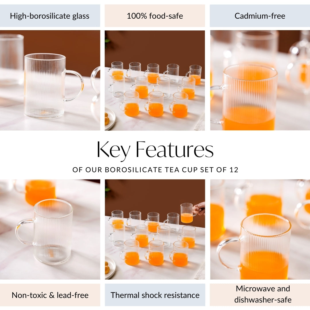 Borosilicate Tea Cup Set of 12