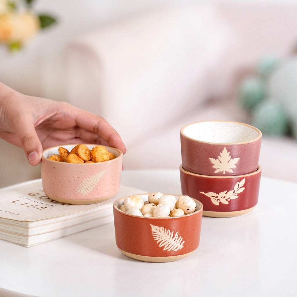 Autumn Leaf Ceramic Snack Bowl Set Of 4 180ml