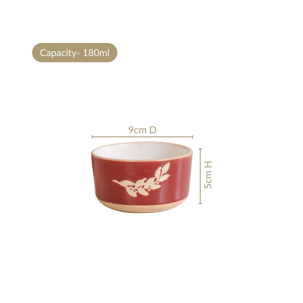 Autumn Leaf Ceramic Snack Bowl Set Of 4 180ml