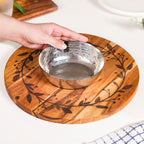 Chips And Dip Fusion Wooden Serving Platter With Steel Bowl 30cm