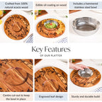 Chips And Dip Fusion Wooden Serving Platter With Steel Bowl 30cm