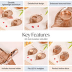 Luxe Metal Leaf Tealight And Incense Holder Set Of 2 In Festive Gift Box