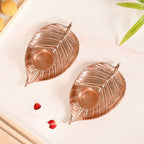 Luxe Metal Leaf Tealight And Incense Holder Set Of 2 In Festive Gift Box