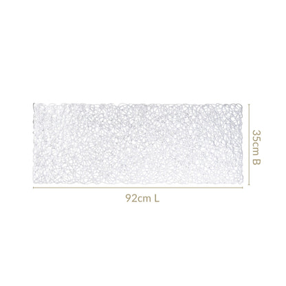 Modern Laser Cut Style Silver Table Runner Silver 92x35cm