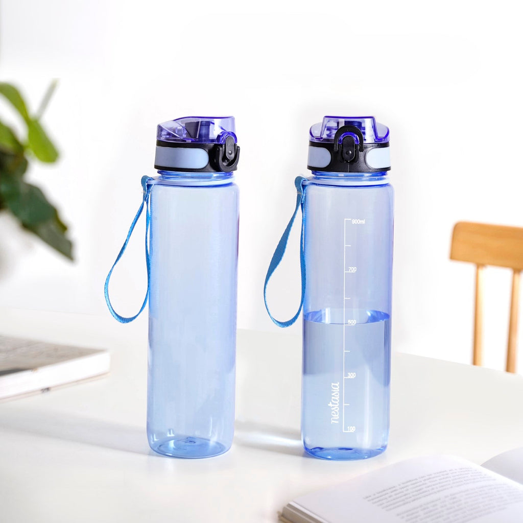 Aqualite Tall Sipper Water Bottle Set Of 2 Blue Jay 1000ml