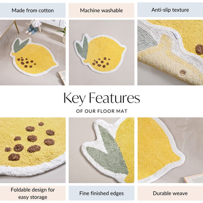 Anti Slip Lemon Cotton Floor Mat 76x56cm