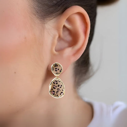 Leopard Print Dangler Earrings