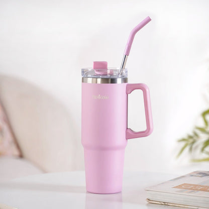 Glacio Stainless Steel Water Bottle Apt For Car Cup Holder Baby Rose 850ml