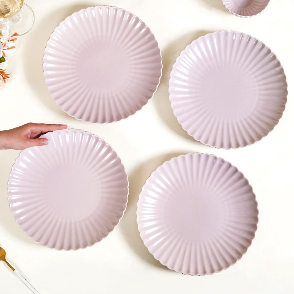 Ceramic Dinner Plates Lilac Scallop Set Of 4 10 Inch