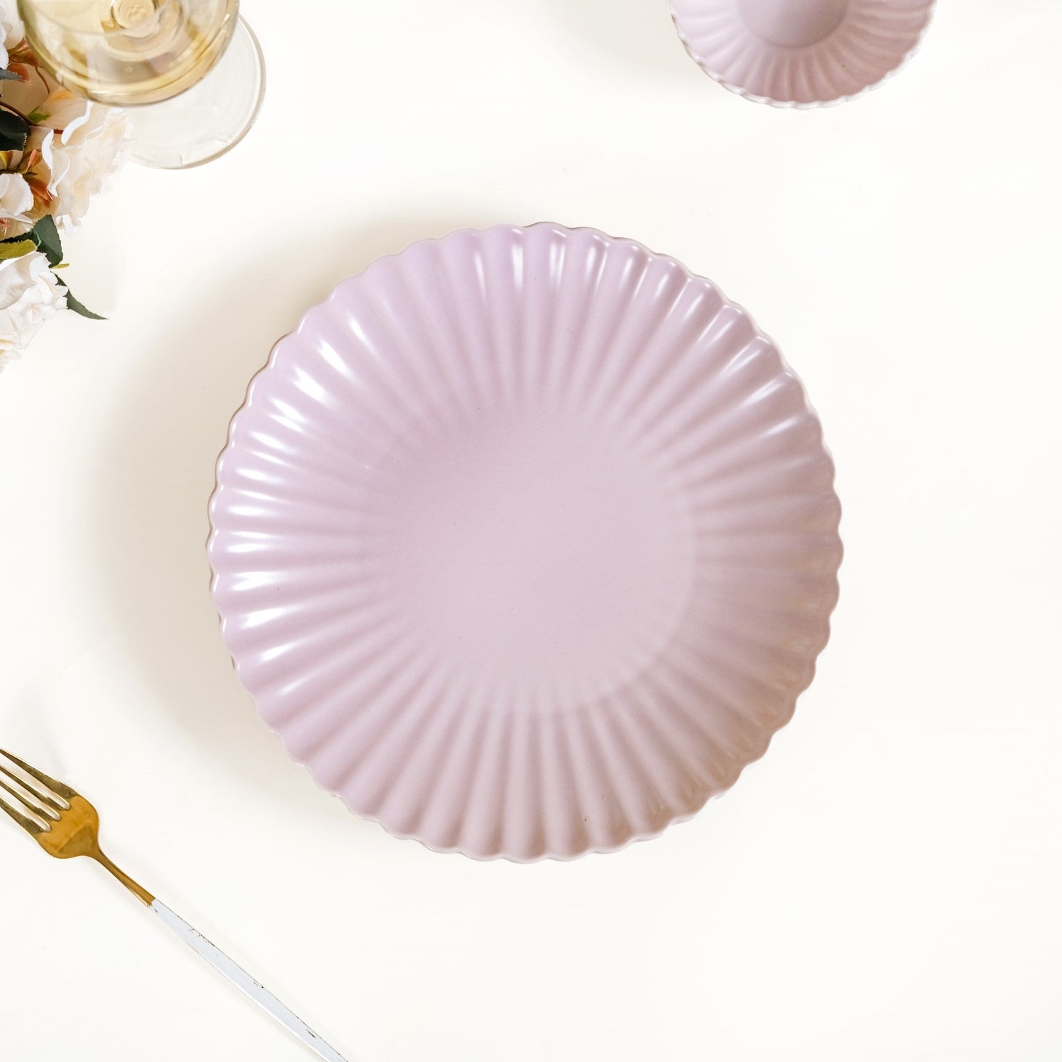 Ceramic Dinner Plates Lilac Scallop Set Of 4 10 Inch