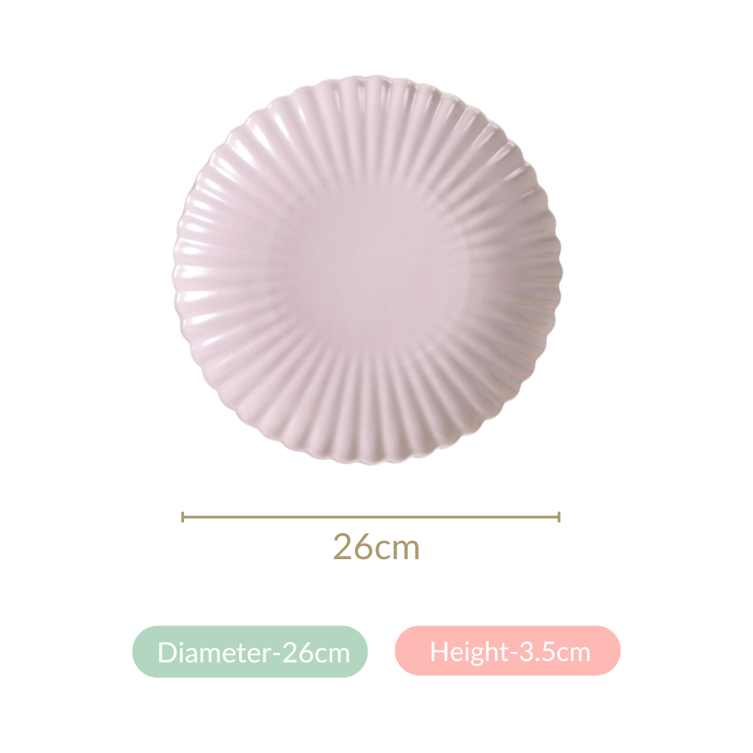 Ceramic Dinner Plates Lilac Scallop Set Of 4 10 Inch