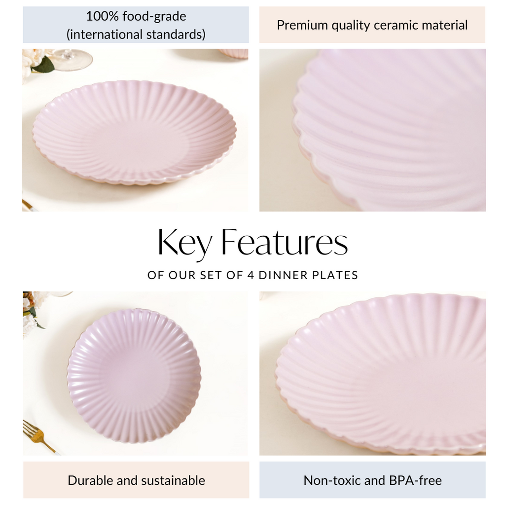 Ceramic Dinner Plates Lilac Scallop Set Of 4 10 Inch