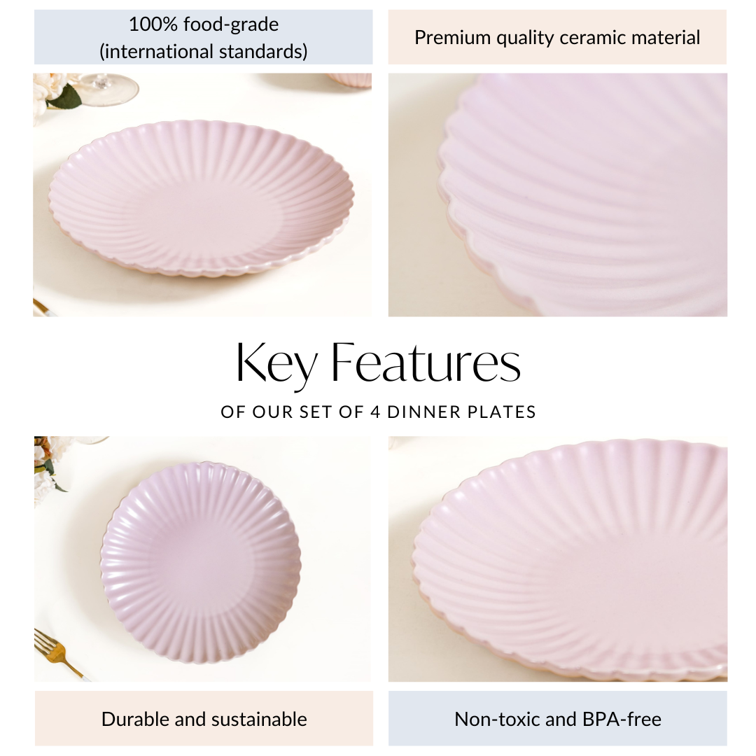 Ceramic Dinner Plates Lilac Scallop Set Of 4 10 Inch